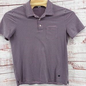 Brooks Brothers Pink Navy Stripe Polo Shirt Short Sleeve Pocket Logo Size L